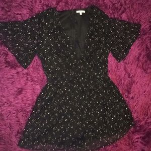 Flowy Deep Chest Romper With Stars